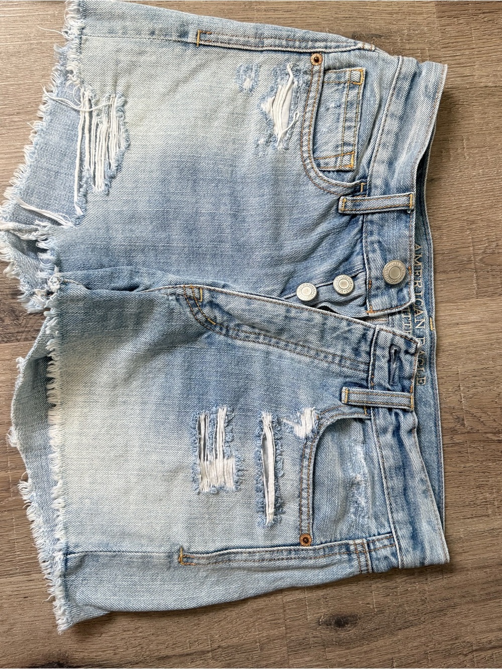 American Eagle Outfitters Light Blue Distressed Denim Jean Shorts